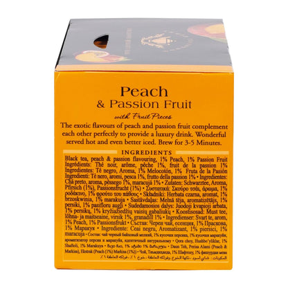 Ahmad Tea Black Tea, Peach And Passion Fruit Teabags, 20 ct (Pack Of 6) - Caffeinated And Sugar-Free