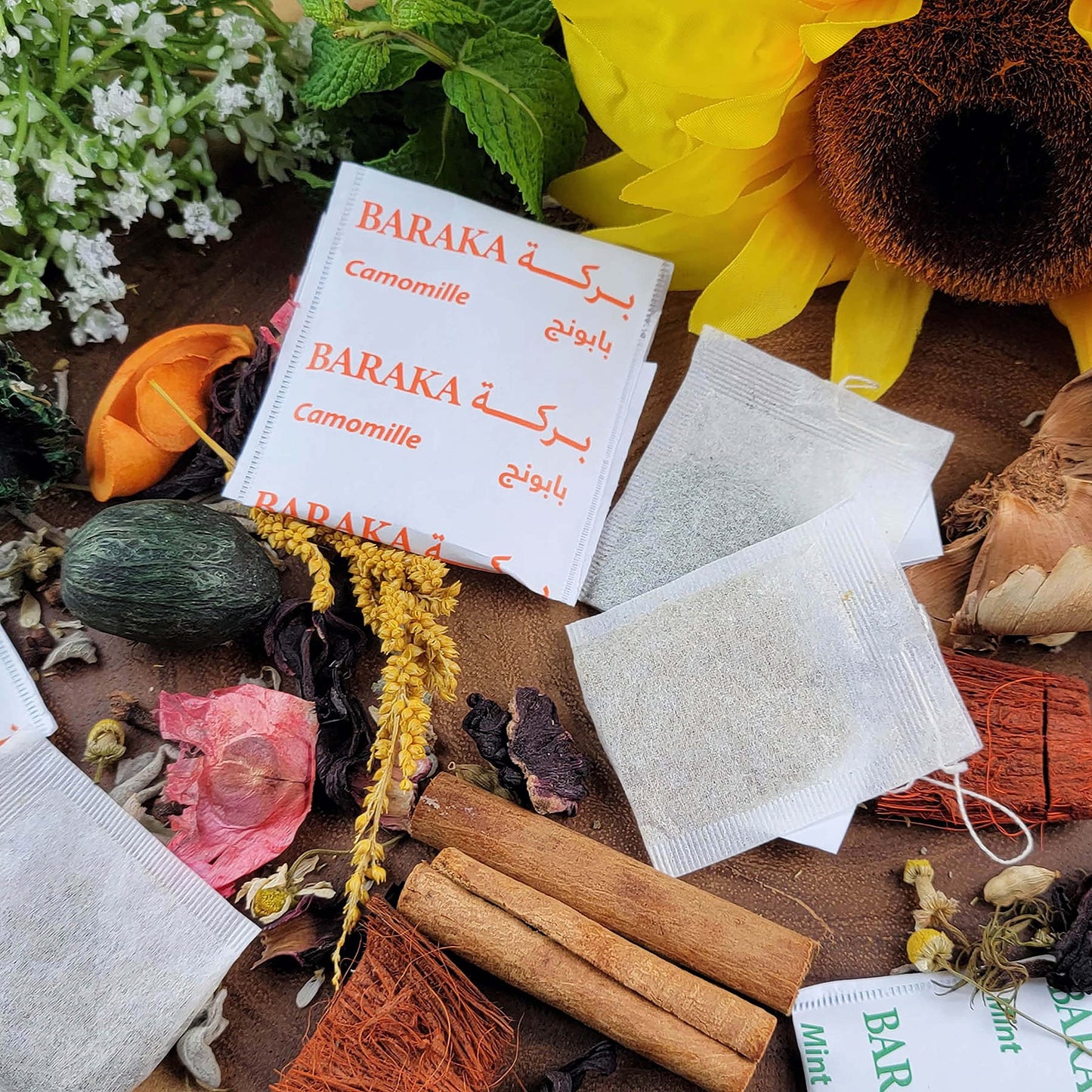 Baraka Herbal Tea Variety Pack | Herbal Tea Sampler Assortment | Assorted Mixed Herb, Chamomile, Anise, Green Tea, Mint | Set of 48 Individually Wrapped Natural Tea Bags (2.5oz)