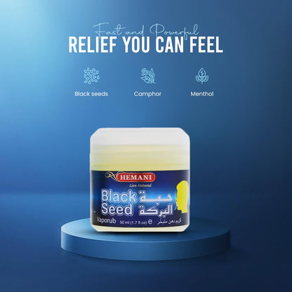 Black Seed Vapor Rub Ointment - 50mL (1.7 FL OZ) - Soothes Chest Congestion and Muscle Pain - Free Massage Oil Included