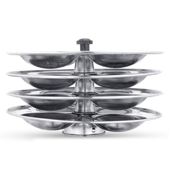 Vinod Professional Idli Stand  4 Tier Stand  Makes up to 16 Idlis  Easy Cleaning  Stainless Steel Body - Suitable For Indian Cooking  Food Grade Idli Plates For Cooker, Electric Pot, Insta Pot (4 Tier)