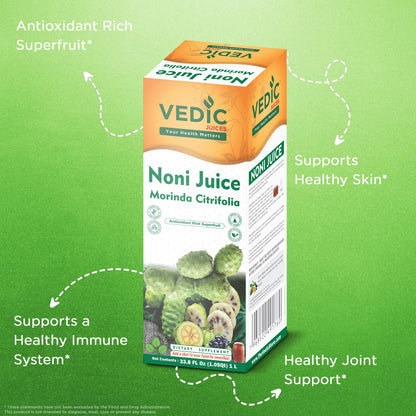 Vedic Juice Regular Noni Juices Blend - Daily Wellness Drink Made From All-Natural Ingredients - 33.8oz, Ideal for Daily Use