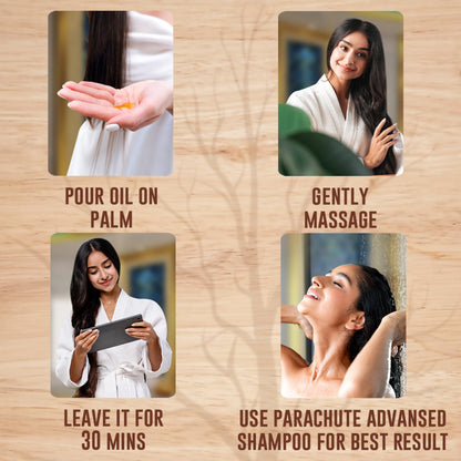 Parachute Advansed Ayurvedic Coconut Hair Oil with Basil (Tulsi), Aloe vera, Flax seed, Gooseberry (Amla) 25 ayurvedic ingredients Controls Hair Fall, Dandruff, Hair thinning all hair types 10.1 floz