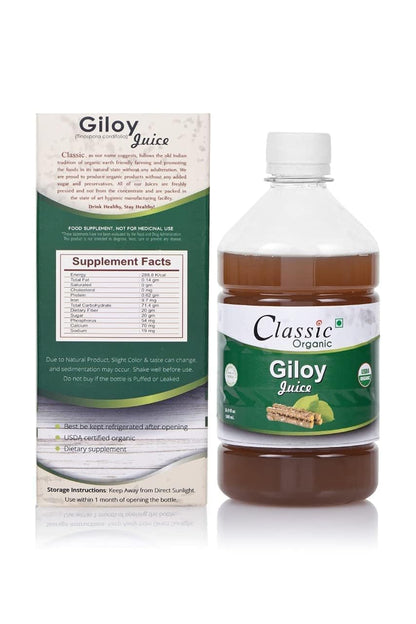 Classic Organic Giloy Juice 500ml, Immunity Booster Juice with Natural Source Of Antioxidants