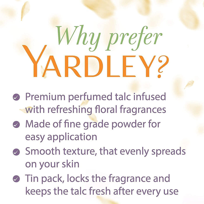 Yardley London Fresh Floral Fragrance Locked in a Fine & Silky Perfumed Talcum Powder (Yardley London Imperial Sandalwood, Pack of 3 250Gram)