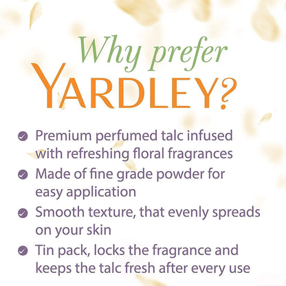 Yardley London Fresh Floral Fragrance Locked in a Fine & Silky Perfumed Talcum Powder (Yardley London Imperial Sandalwood, Pack of 3 250Gram) -...