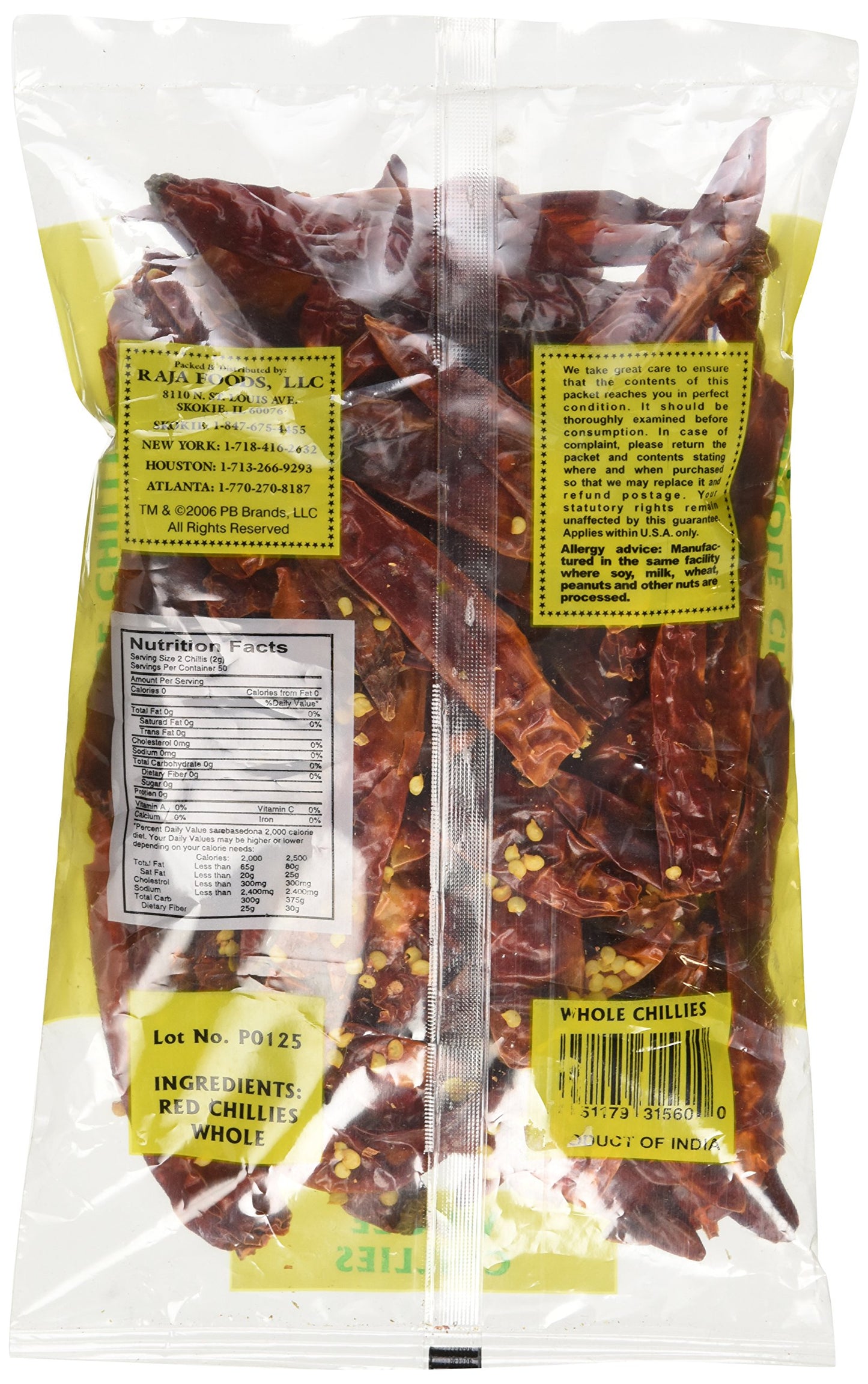 Swad Whole Round Chillies 3.5 Oz - Food / Masala / Dal