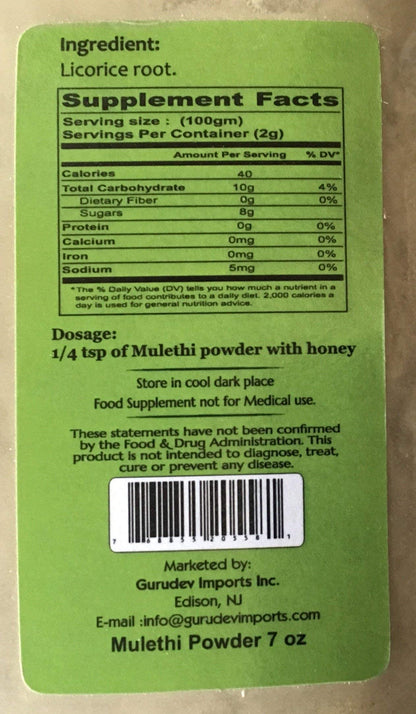Vedic Secrets Mulethi (Licorice Root) Powder - 200g. - Ayurveda & Vitamins