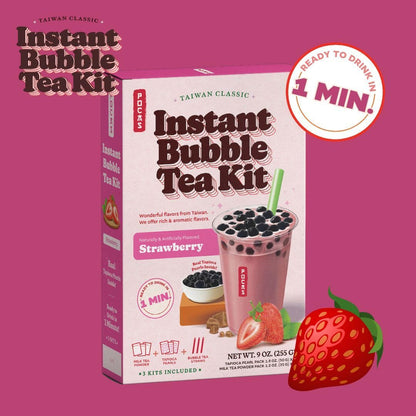 Pocas Bubble Tea Kit, Brown Sugar Instant Milk Tea Powder with Authentic Tapioca Pearls for Instant Bubble Tea, 5 Kits