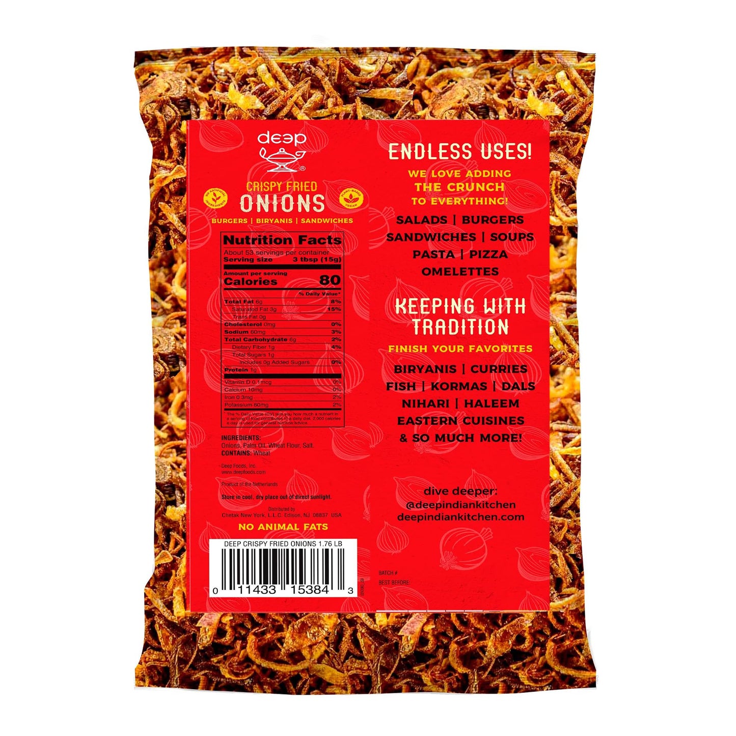 Deep Crispy Fried Onions - 100% Natural - 1.76 lb