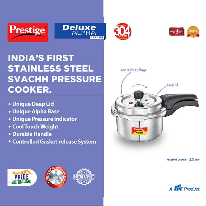 Prestige Deluxe Alpha St. Steel Pressure Cooker 2.0 Litre