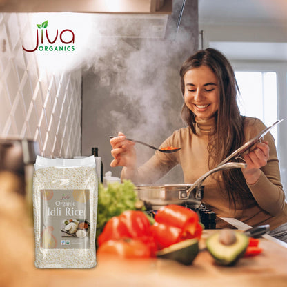Jiva Organic Idli Rice 10 Pound Bag - Non-GMO, USDA Organic, Vegan, Perfect for Idli & Dosa - Short Grain Parboiled Rice