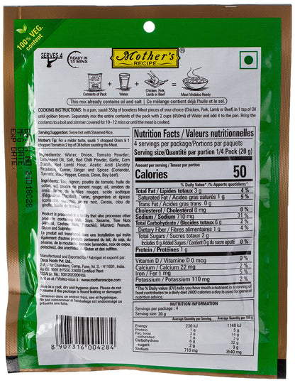 Mother's Recipe Spice Mix -goan Vindaloo 80 gms - Indian Spices