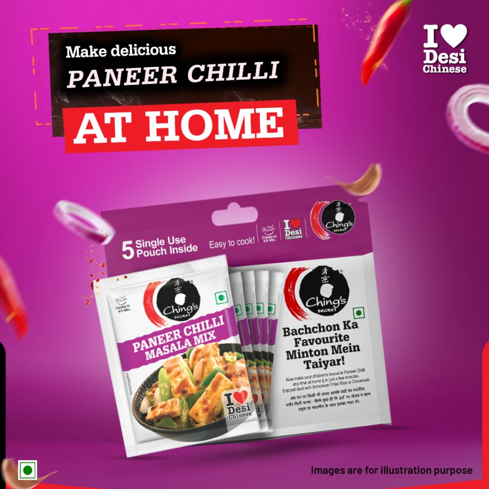 Ching's Secret Paneer Chilli Masala - 5 Single Use Pouch - 100 Gram