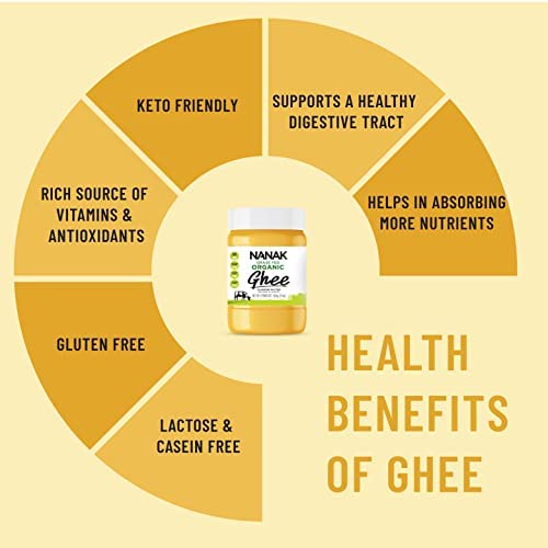 Nanak Organic Grass-Fed Ghee Clarified Butter - Premium Quality Keto & Paleo Friendly, Non-GMO, Pasture Raised - Lactose, Casein, & Gluten-Free Great Alternative for Butter (56 oz)