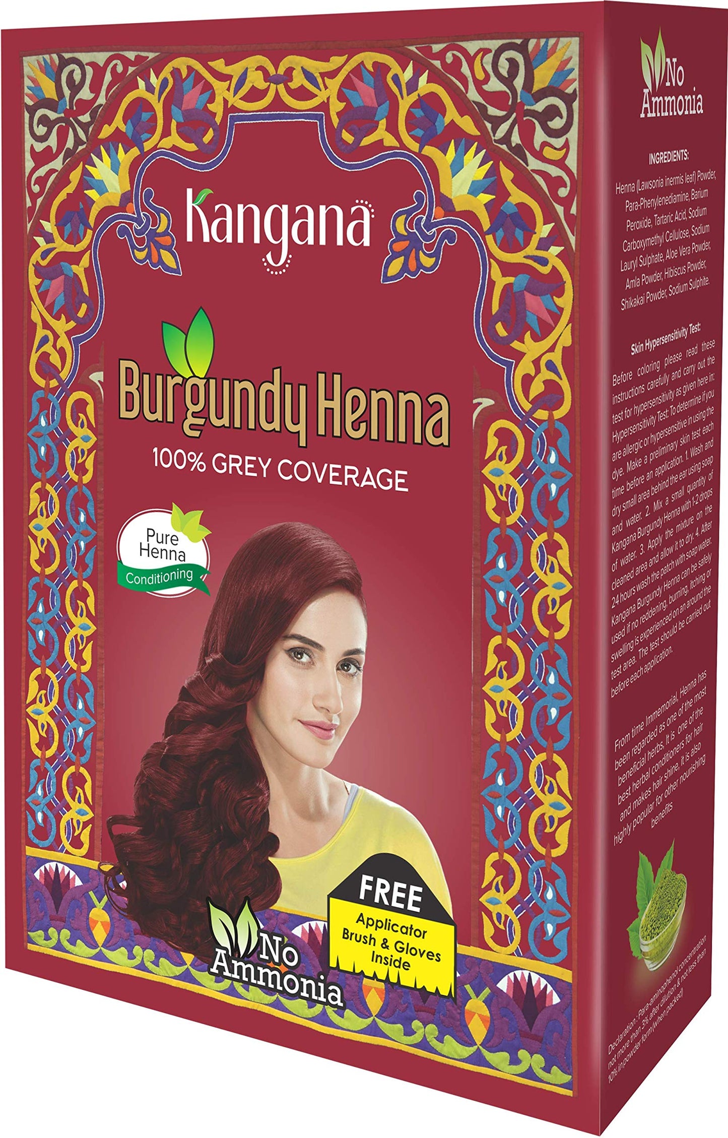 Burgundy Henna Powder for 100% Grey Coverage - Natural Henna Powder for Hair Dye/Color - 5 pouches inside- Total 50g (1.8 Oz)
