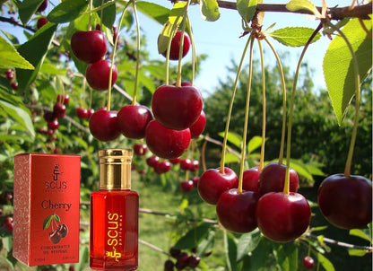 Cherry Fragrance for Men & Women Floral Fruity Concentrated Perfume oil Long Lasting Fragrance Non-Alcoholic (Parfum 12ml with Velvet Pouch)