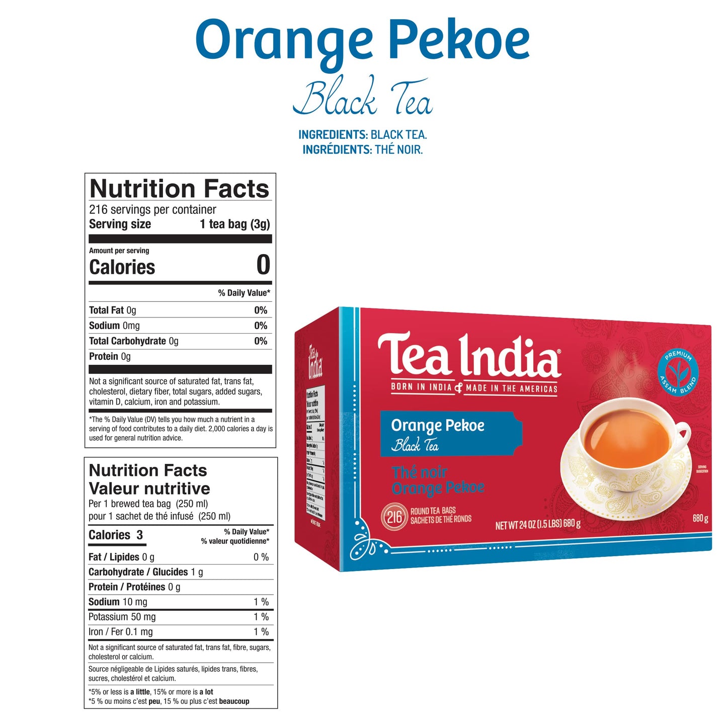 Tea India - Orange Pekoe 216 round tea bags