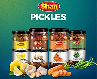 Shan Hyderabadi Mixed Pickle 10.58 oz (300g) - Hot and Spicy Mixed Vegetables Pickled in Oil  - Airtight Pet Jar