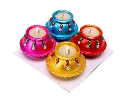 Flower Wax Matki Diya 4pc 2.5.inch #259