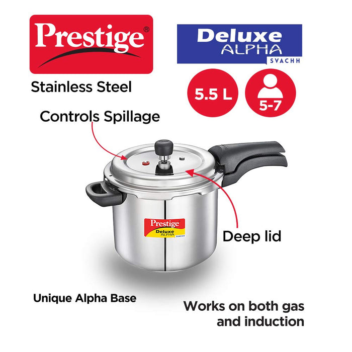 Prestige Deluxe Alpha St. Steel Pressure Cooker 5.5 Litres