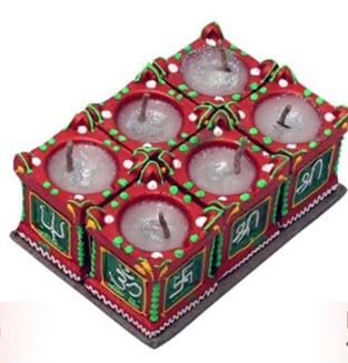 Small Wax Tulsi Diya 6pc 1.5inch #290 - Diwali Clay Diya