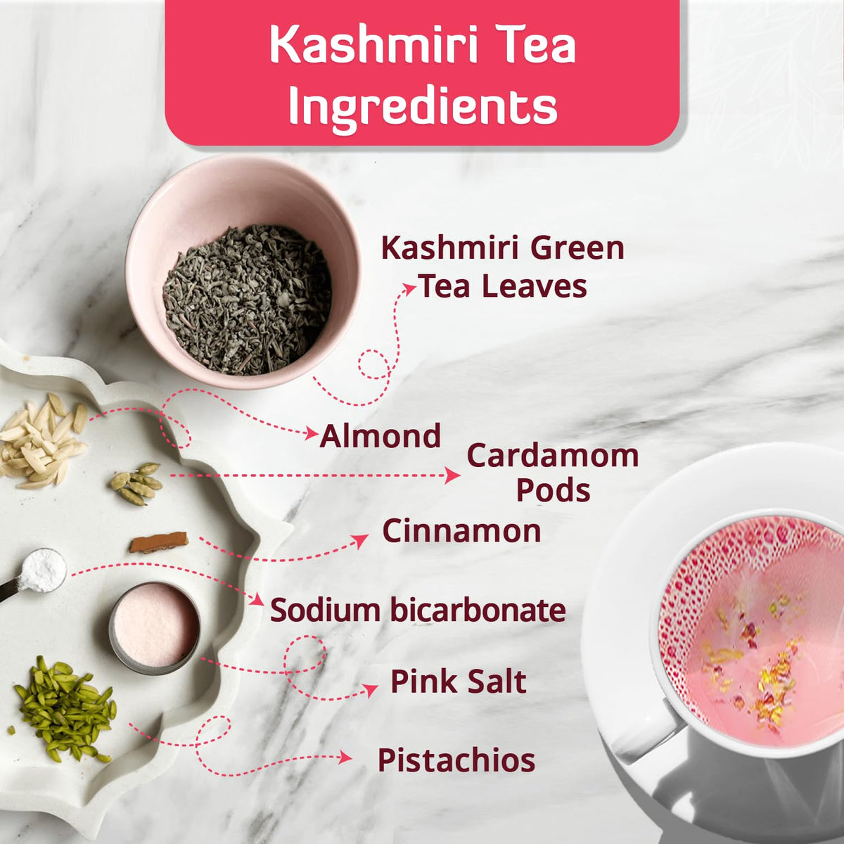 Kashmiri Tea - Count of 25 Green Tea Bags, Flavourful Taste of Green Tea, Freshly and Carefully Packed with Original Taste of Kashmiri Chai, Aromatic & Soothing Tea Beverages by Vital Products