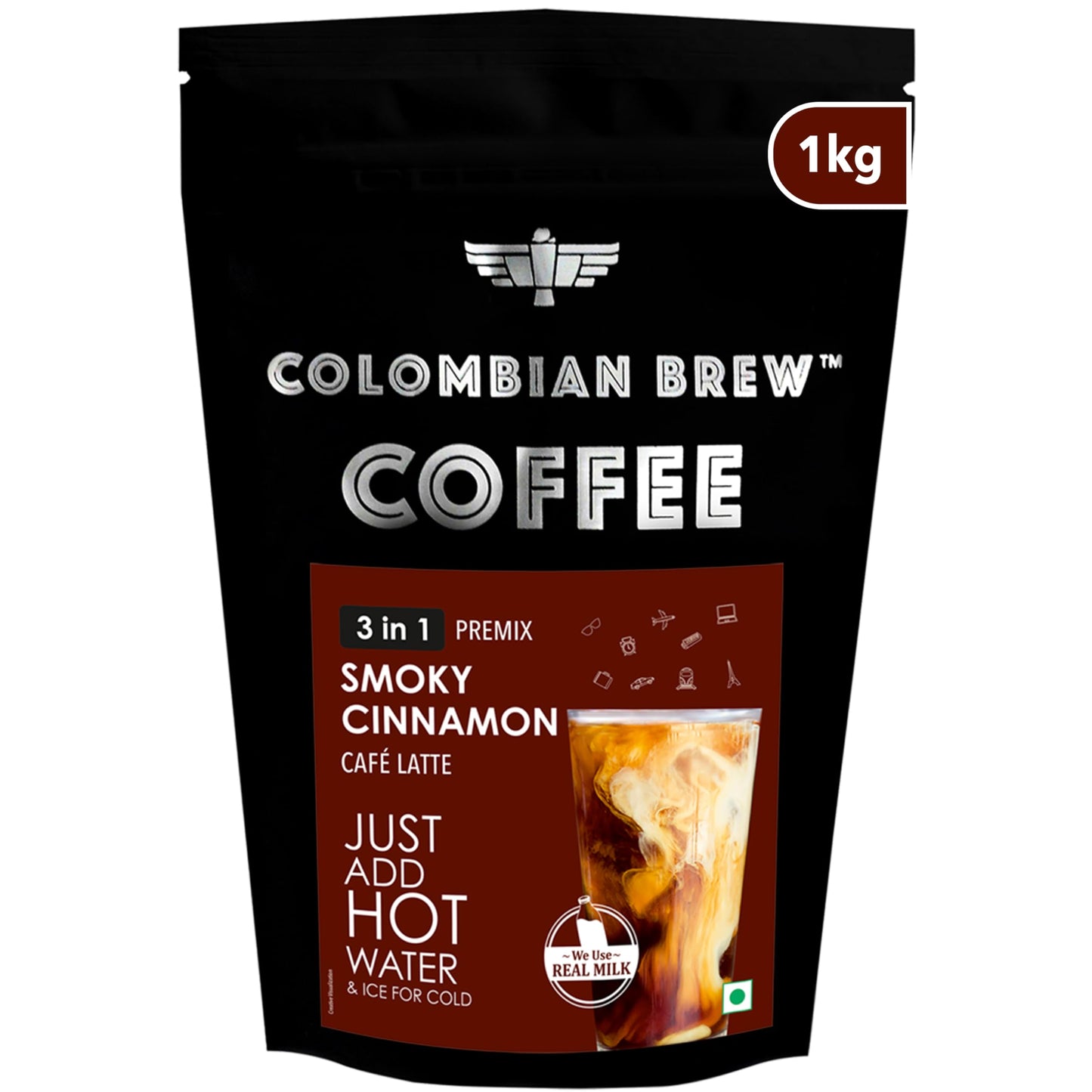 Colombian Brew Cinnamon Caf Latte, Instant Coffee Powder Pre-mix (3 in 1) 1kg