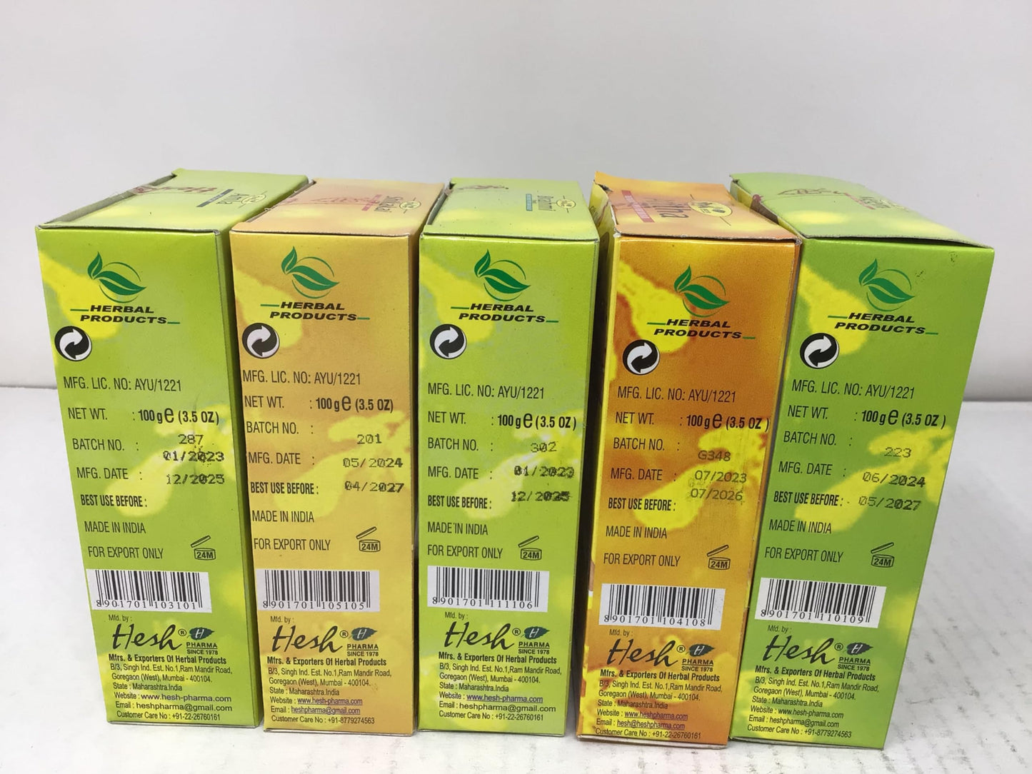 Hesh herbal powder pack of 5 Varieties for Hair- Amla, Aritha, Brahmi, Shikakai and Neem Leaf