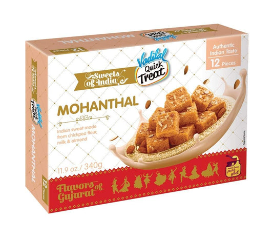 Vadilal Mohanthal 360 Grams (12pcs) Authentic Indian Sweets Made With Chickpea Flour & Almond.