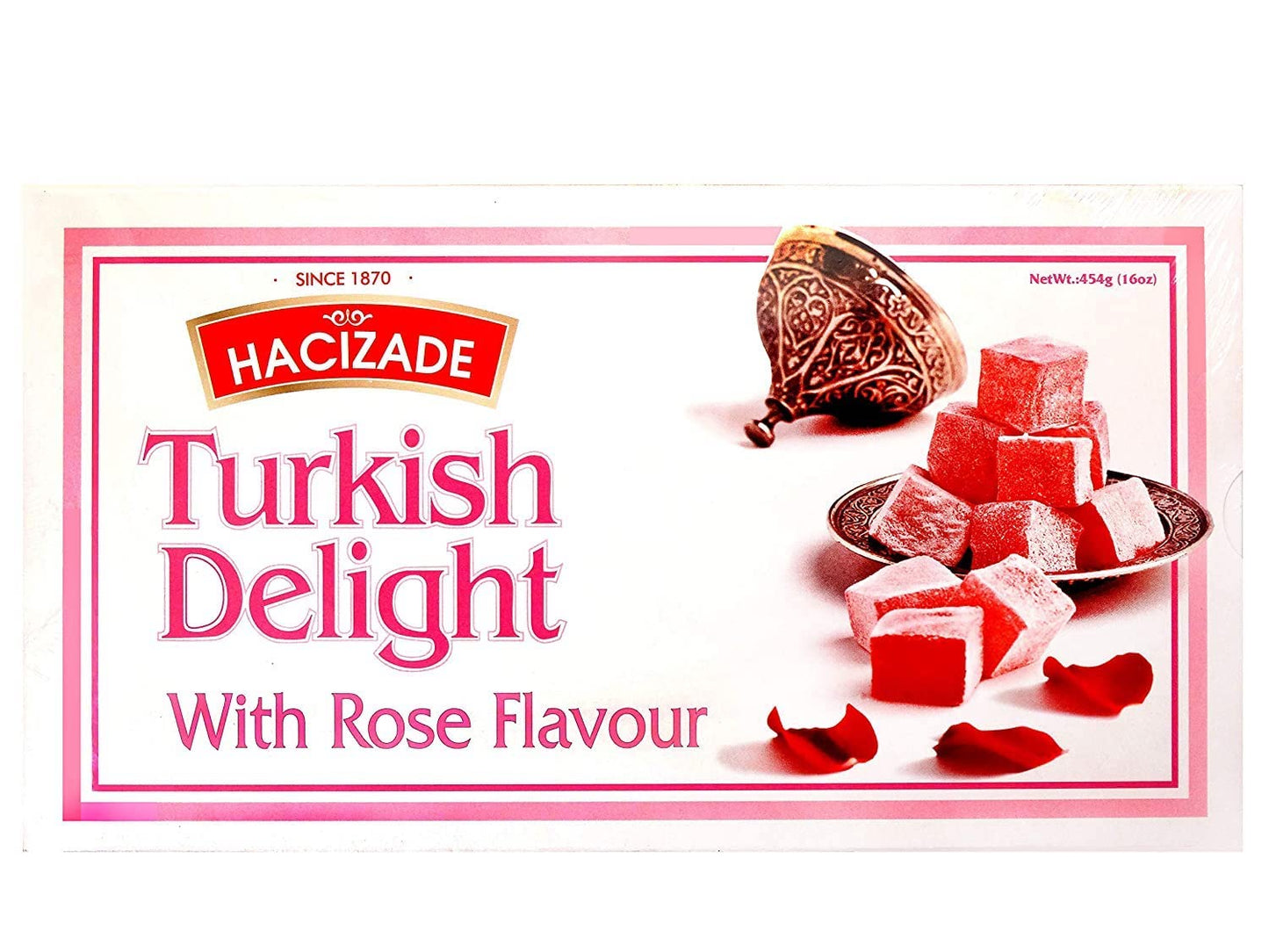 Hacizade Turkish Delight Candy with Rose Flavor, 16 Ounce