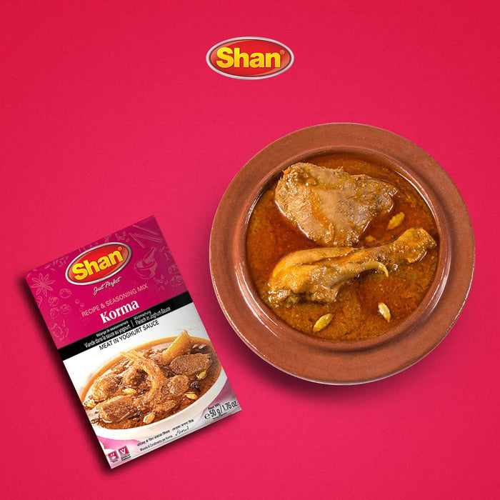 Shan Korma Recipe and Seasoning Mix 1.76 oz (50g) - Spice Powder for Traditional Meat in Yogurt Sauce - Suitable for Vegetarians - Airtight Bag in a Box (Pack of 3)