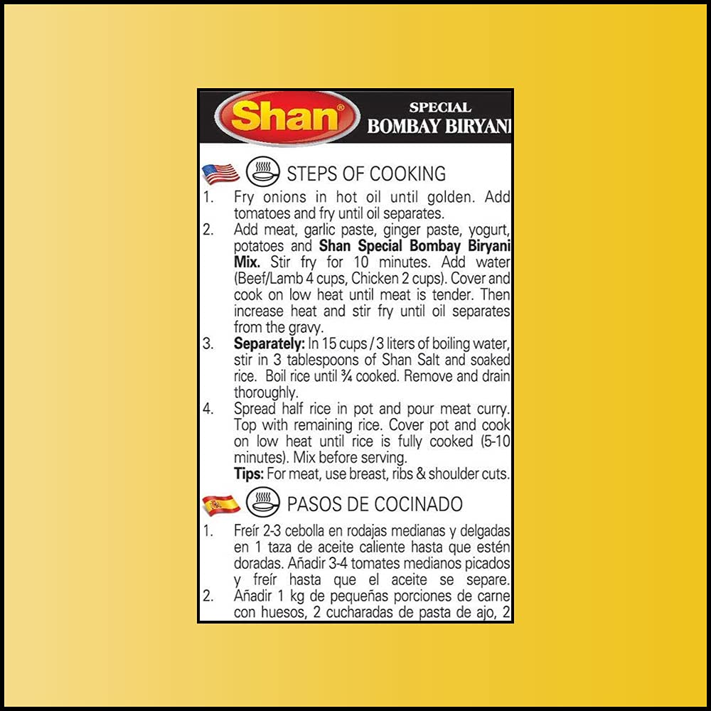 Shan - Bombay Biryani Seasoning Mix (60g) - Spice Packets for Spicy Meat Pilaf (Pack of 2)