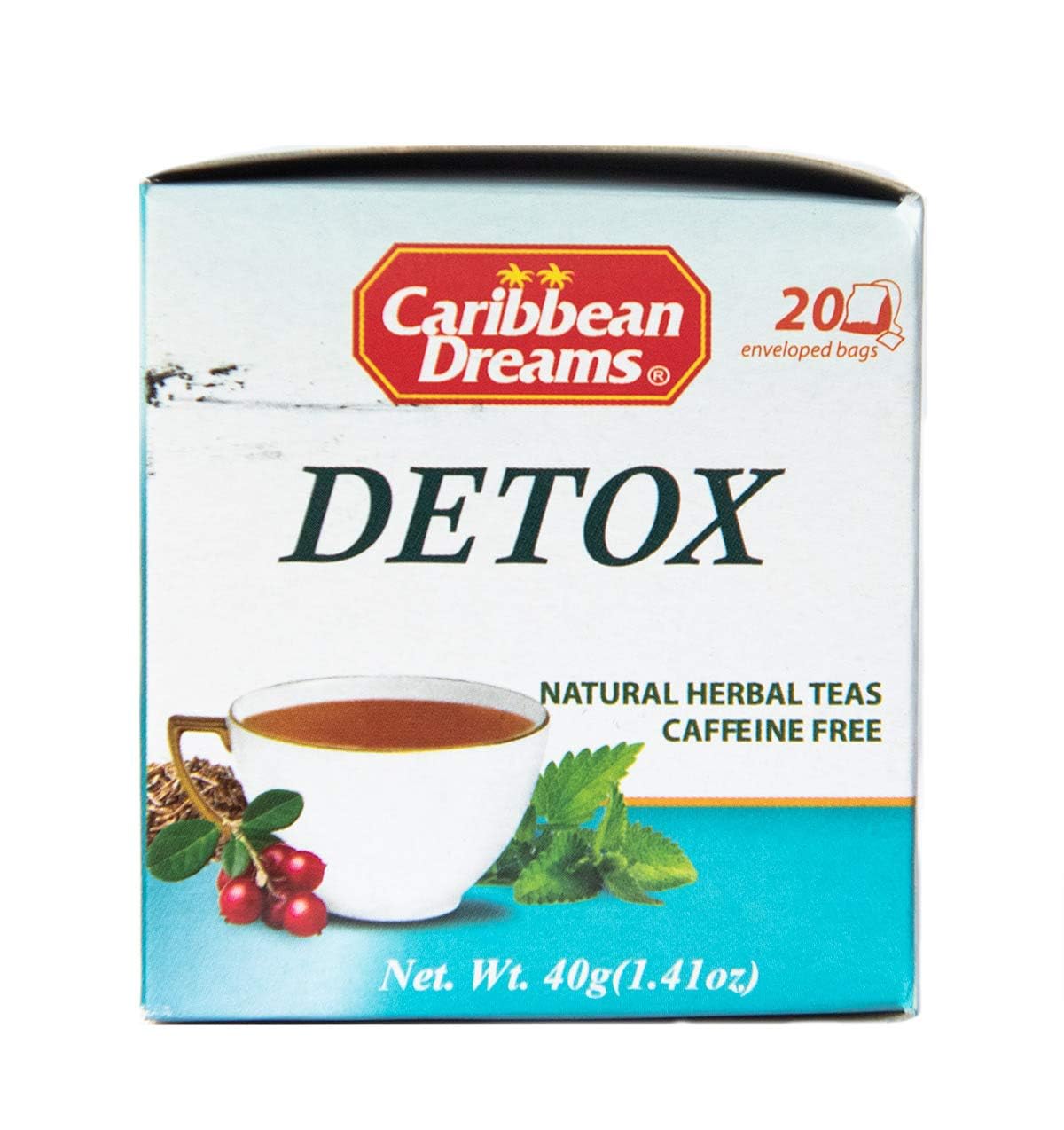 Caribbean Dreams Detox Tea, 20 Tea Bags, Herbal Cleansing Tea, All Natural, Caffeine Free (Pack of 3-60 tea bags) - Desintoxicacion Te De Hierbas Naturales