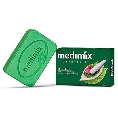 Medimix Herbal Handmade Ayurvedic Classic 18 Herb Soap for Healthy and Clear Skin Pack of 4 (4 x 125 g)