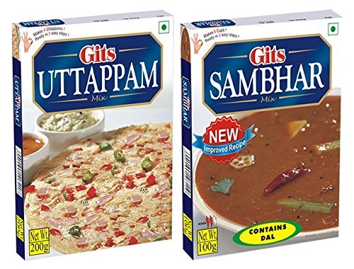 Gits South Indian Special Savoury Instant Mixes 2 In 1 Combo Pack - Uttappam Mix 200G & Sambhar Mix 100G