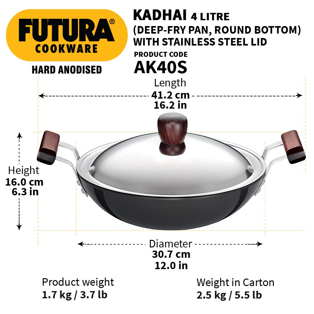 HAWKINS Futura Hard Anodised 4 ltr Kadhai