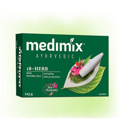 Medimix Herbal Handmade Ayurvedic Classic 18 Herb Soap for Healthy and Clear Skin Pack of 4 (4 x 125 g)