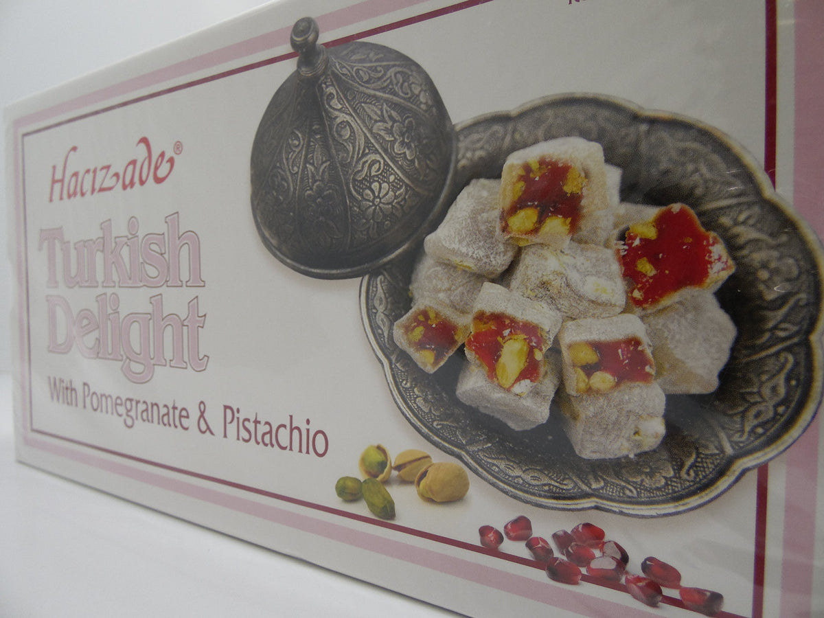 Hacizade Turkish Delight W Pomegranate & Pistachio 16 oz, Narli-Fistikli Lokum