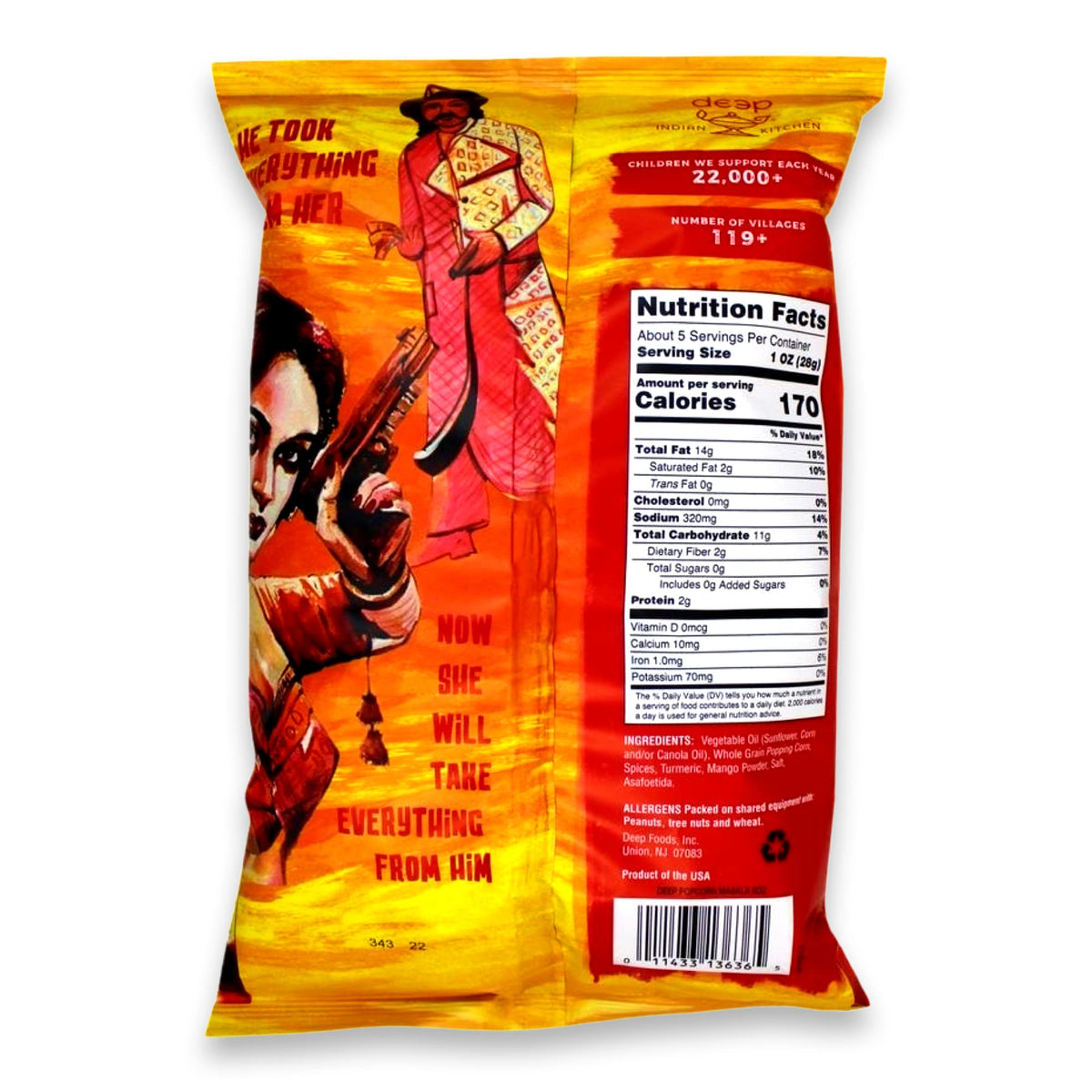 Deep Masala Popcorn - Home style Indian Namkeen - Ready to Eat Snacks, 5 oz