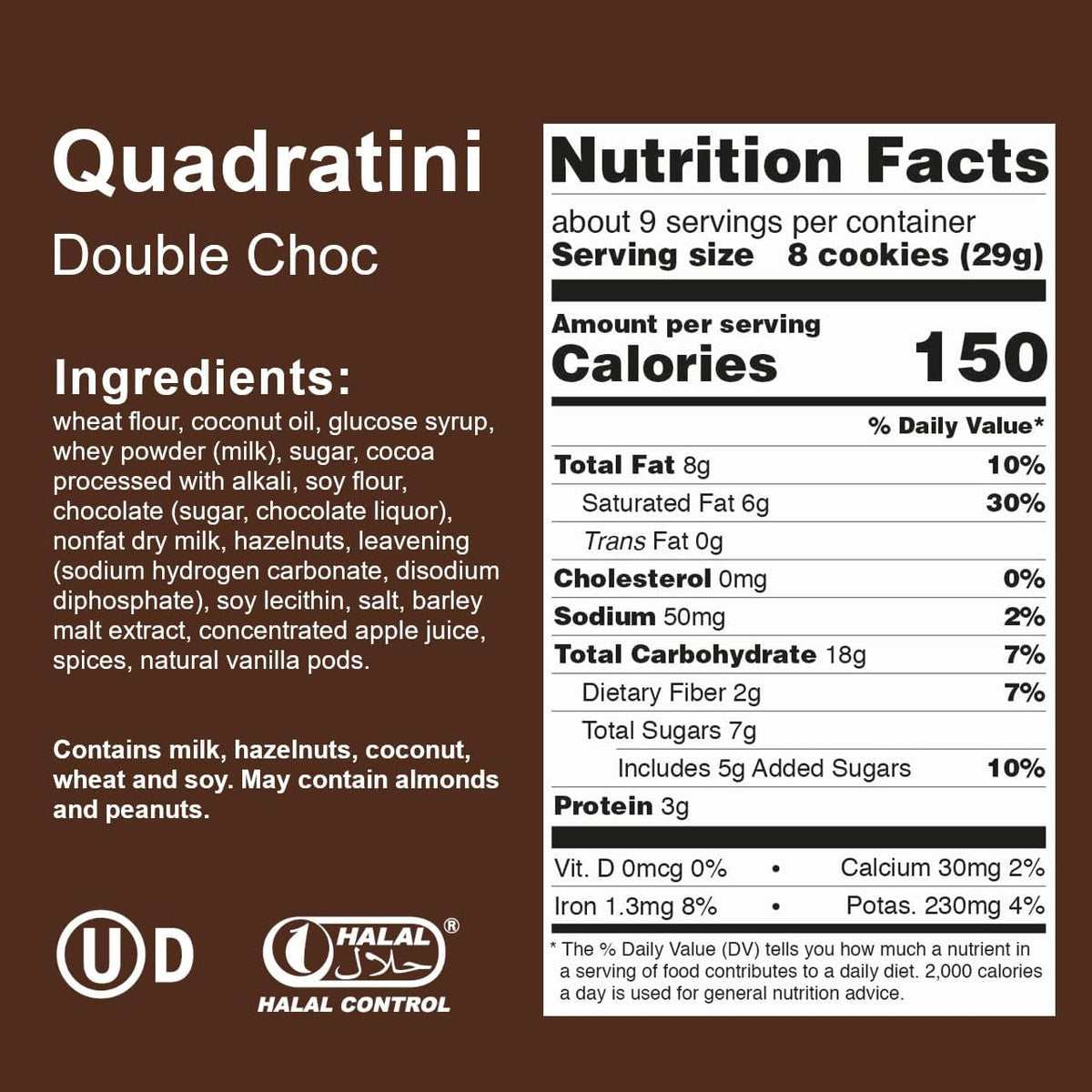 Loacker Quadratini Premium Double Choc Wafer Cookies, 250g/8.82oz