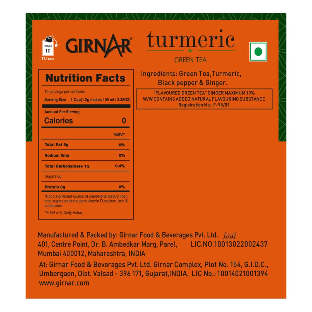 Girnar Green Tea Bags - Turmeric