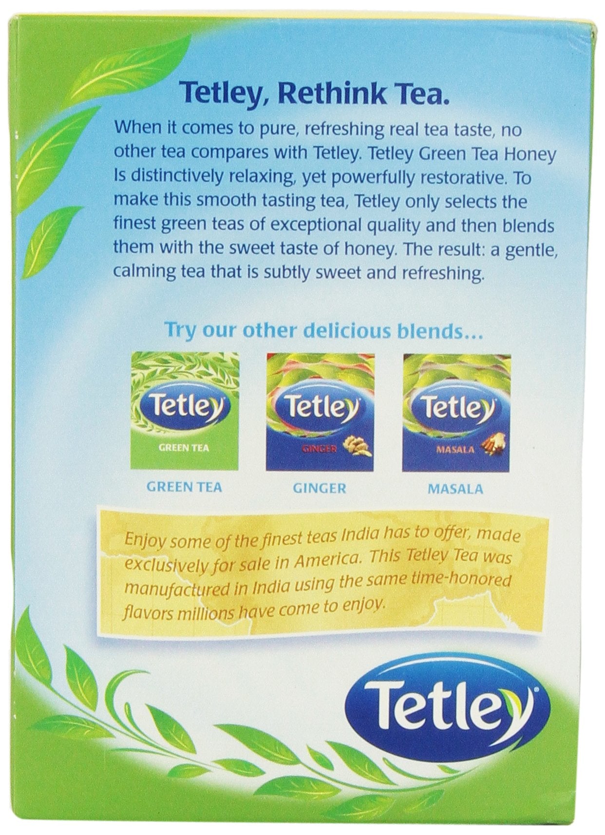 Tetley- Green Tea -Honey 72 teabags - Indian Tea