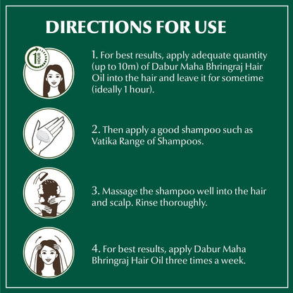 Dabur Maha Bhringaj Herbal Ayurveda Hair Oil - Natural Moisturizing and Hair Oil Elixir for Healthy Scalp, Nourishing Hair Oil for Soft, Manageable & Smooth Hair From Root to Tip - 200 ML (6.76 FL OZ)