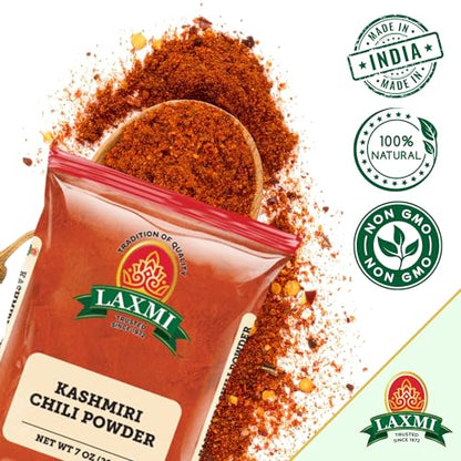 LAXMI Kashmiri Red Hot Chili Powder, South Asian Chilli Seasoning, 14 Oz