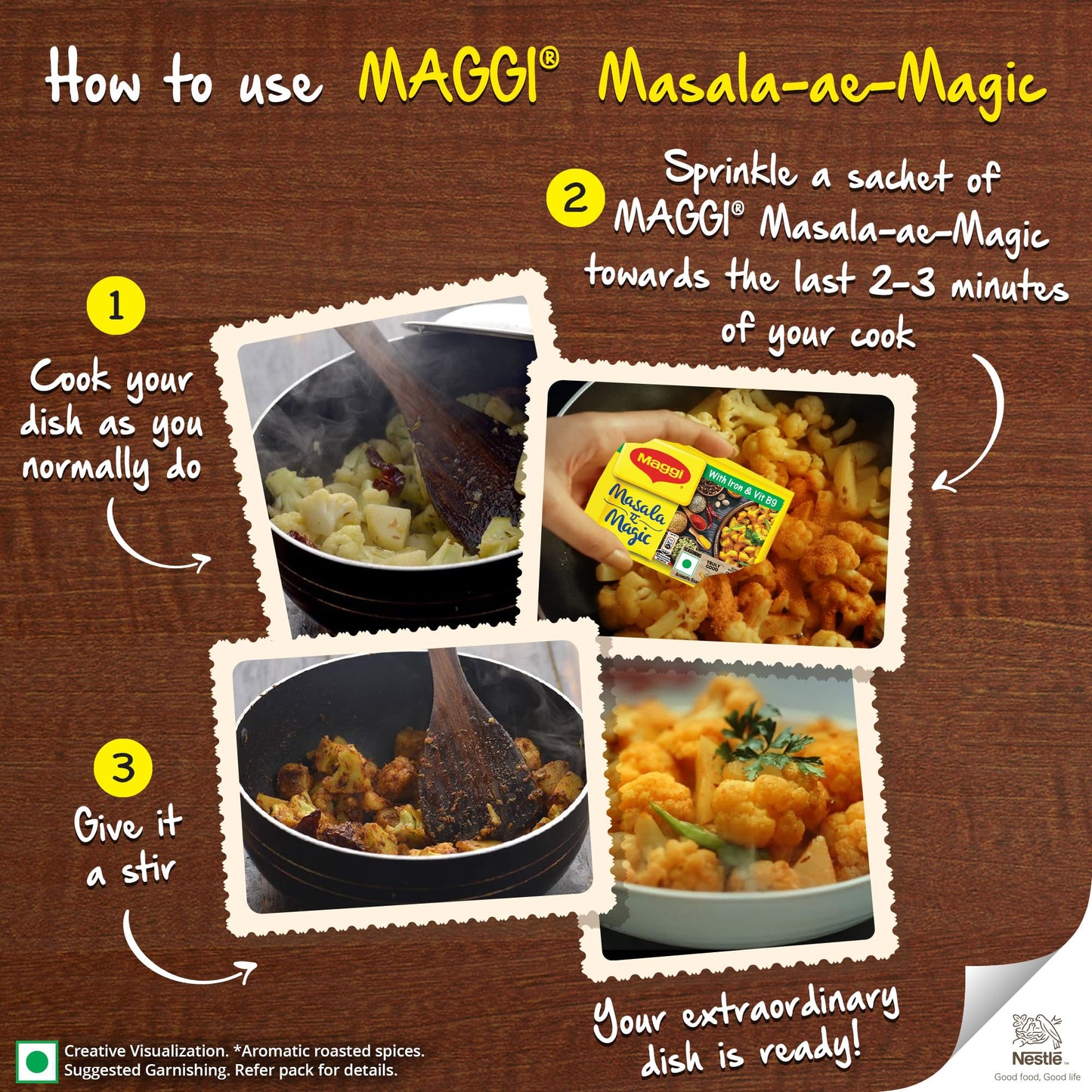 MAGGI Masala-ae-Magic Vegetable Masala, 72g Pouch (6g x 12 Sachets) | All in One Masala for Dry Vegetables, Paneer, Dal & More