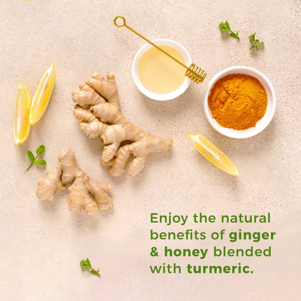 Prince Of Peace Instant Ginger Honey Crystals w/ Turmeric, 25 Sachets Instant Hot or Cold Beverage Easy to Brew Ginger and Honey Tea, Caffeine and Gluten Free