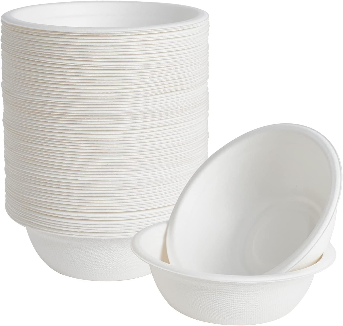 200 Pack 16 oz Paper Bowls, Disposable Compostable Bowls Heavy-Duty, Biodegradable Soup Bowls Made of Natural Bagasse, Eco-Friendly Sugarcane Bowls for Salad, Dessert, Milk, Cereals