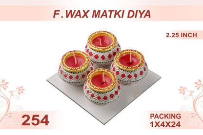 Flower Wax Matki Diya 4pc 2.25inch #254
