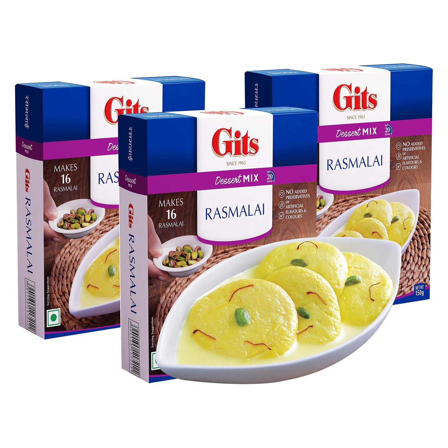 Gits Instant Rasmalai Desert Mix, 135g (Pack of 3)