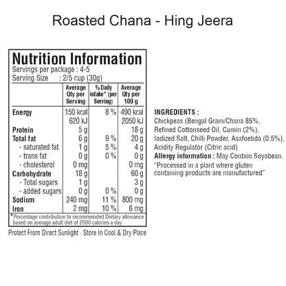 Jabsons Roasted Chana Hing Jeera 150gm - Indian Snack